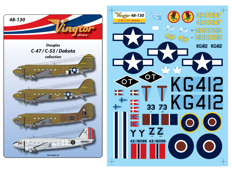 Vingtor Decals VTH48-130 1:48 Douglas C-47/C-53 Dakota collection