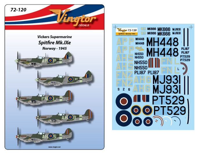 Vingtor Decals VTH72120 1:72 Supermarine Spitfire Mk.IXe