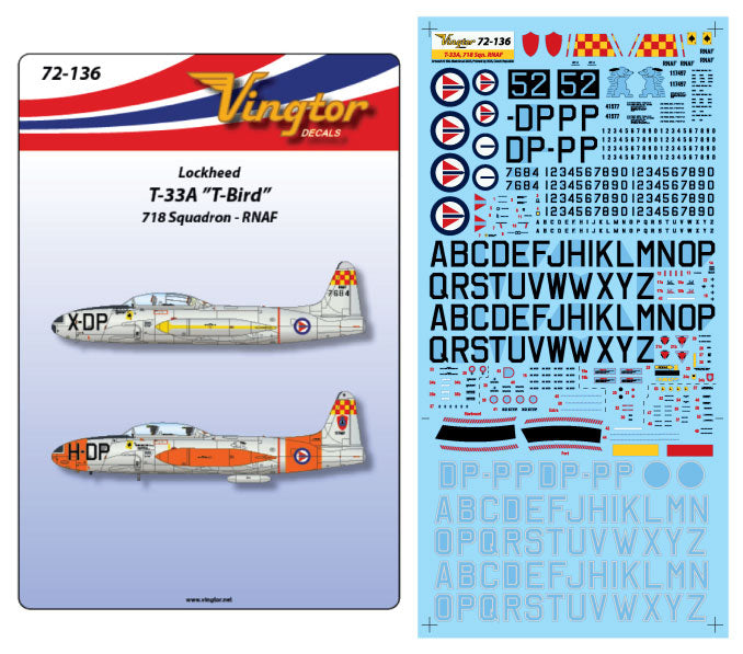 Vingtor Decals VTH72136 1:72 Lockheed T-33A "T-Bird", 718 Sqn