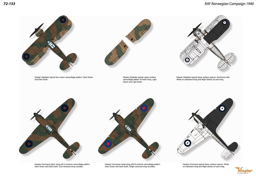 Vingtor Decals VTH72153 1:72 RAF Norwegian Campaign 1940
