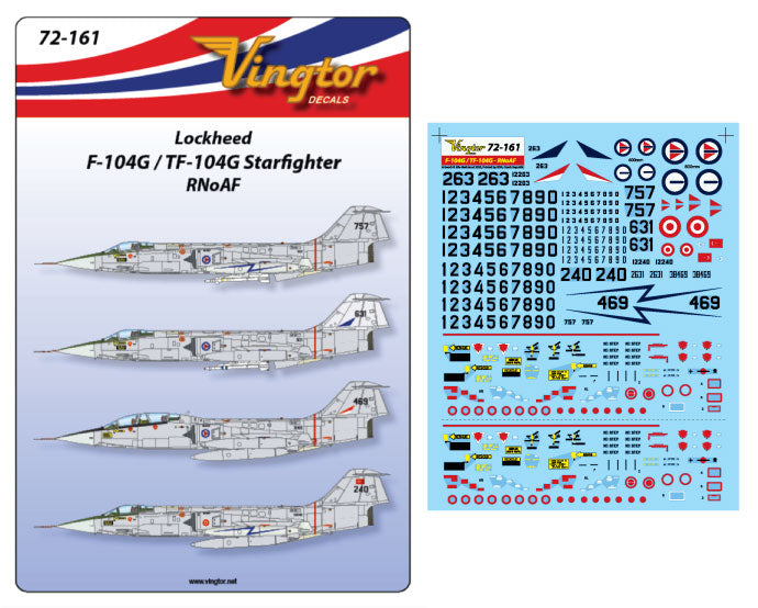 Vingtor Decals VTH72161 1:72 Lockheed F-104G/TF-104G Starfighter, RNoAF