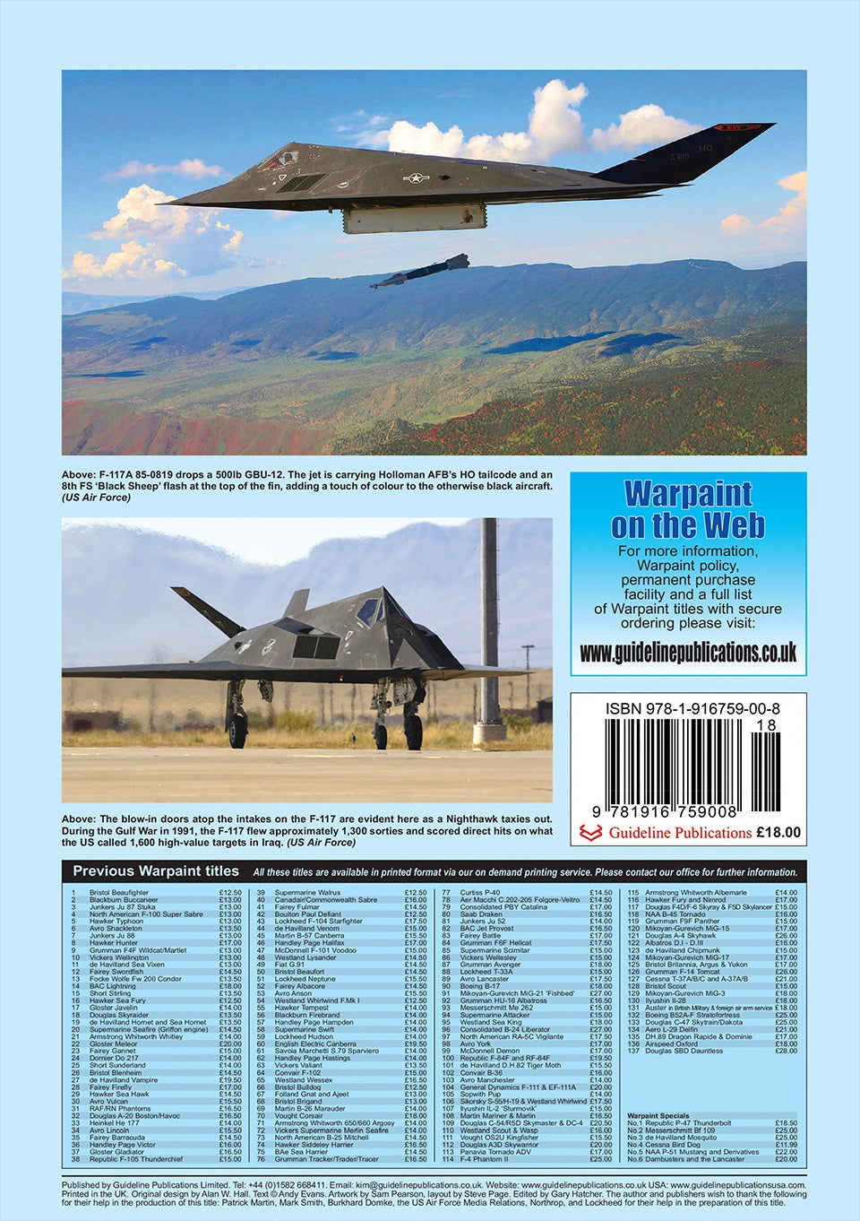 Warpaint Series WPS138 Lockheed F-117 Nighthawk Stealth Guide
