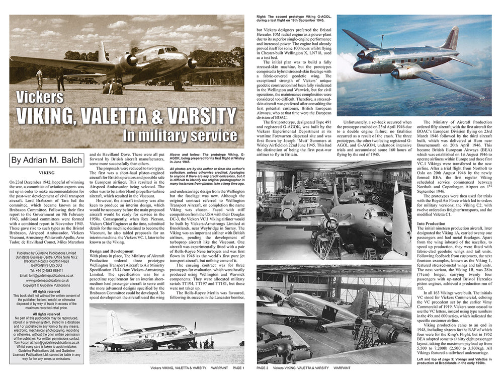Warpaint Series WPS141 Vickers Viking, Valetta & Varsity In Military Service