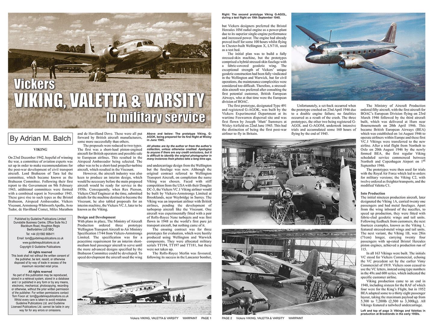 Warpaint Series WPS141 Vickers Viking, Valetta & Varsity In Military Service