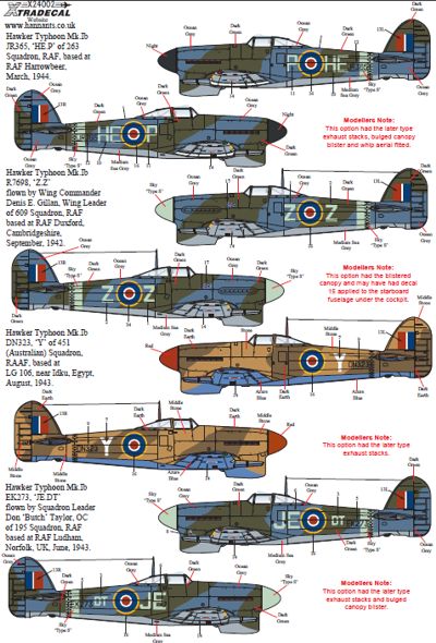 Xtradecal X24002 1:24 Hawker Typhoon Mk.Ib Car Door