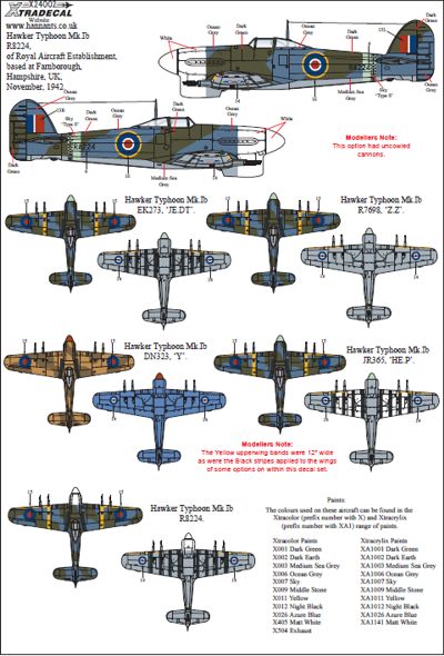 Xtradecal X24002 1:24 Hawker Typhoon Mk.Ib Car Door