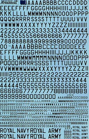Xtradecal X32021 RAF/RN/Army Serial Black Letters & Numbers 1:32