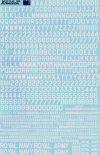 Xtradecal X32022 RAF/RN Serial Letters & Numbers White 8in & 4in 1:32