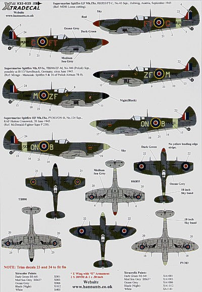 Xtradecal X32025 1:32 Supermarine Spitfire Mk.IXe/Mk.XVIe