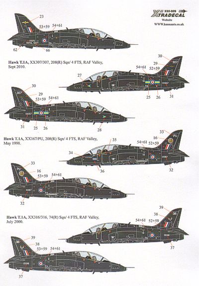 Xtradecal X32029 1:32 BAe Hawk T.1A Late overall black schemes