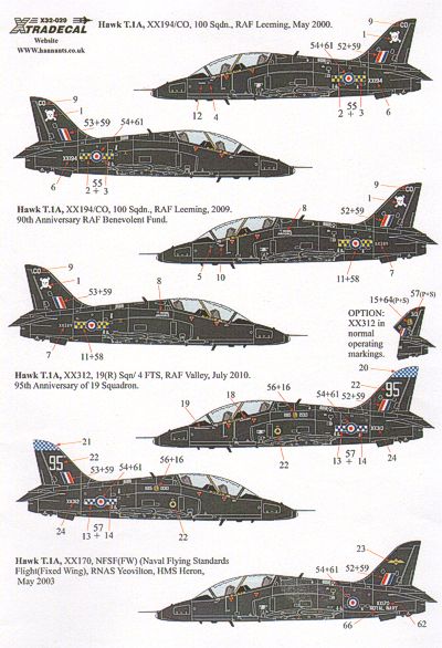 Xtradecal X32029 1:32 BAe Hawk T.1A Late overall black schemes
