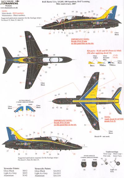 Xtradecal X32035 BAe Hawk T.1A 100 Sqn 90th Anniversary 2007 1:32