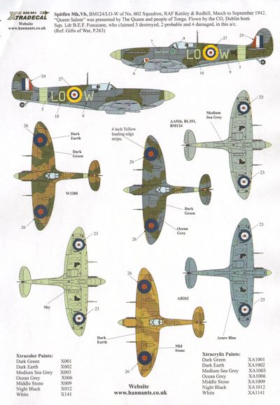 Xtradecal X32041 1:32 Supermarine Spitfire Mk.Vb early