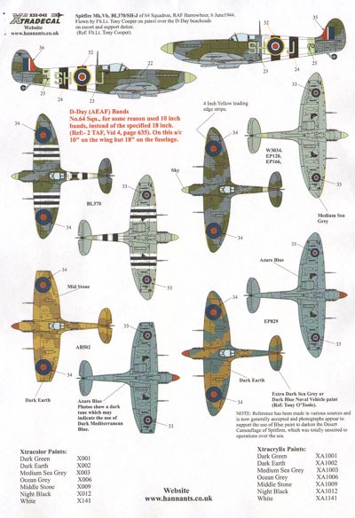 Xtradecal X32042 1:32 Supermarine Spitfire Mk.Vb late