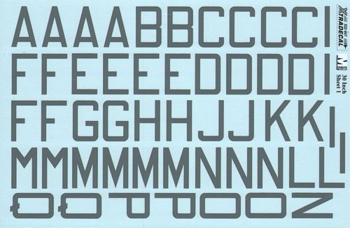 Xtradecal X32047 1:32 RAF Code Letters and Numbers 30' m/s/grey Double sheet