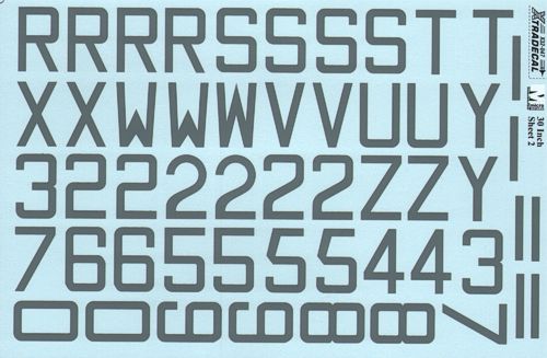 Xtradecal X32047 1:32 RAF Code Letters and Numbers 30' m/s/grey Double sheet