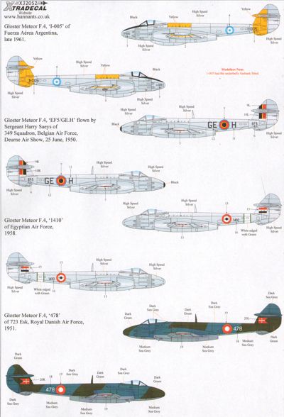 Xtradecal X32052 1:32 Gloster Meteor F.4 with Overseas Operators