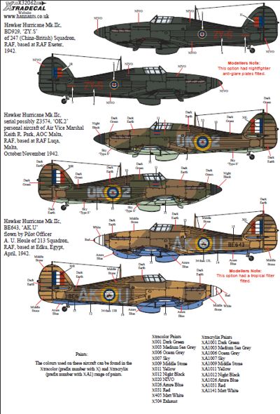 Xtradecal X32062 1:32 Hawker Hurricane Mk.IIc Pt 1