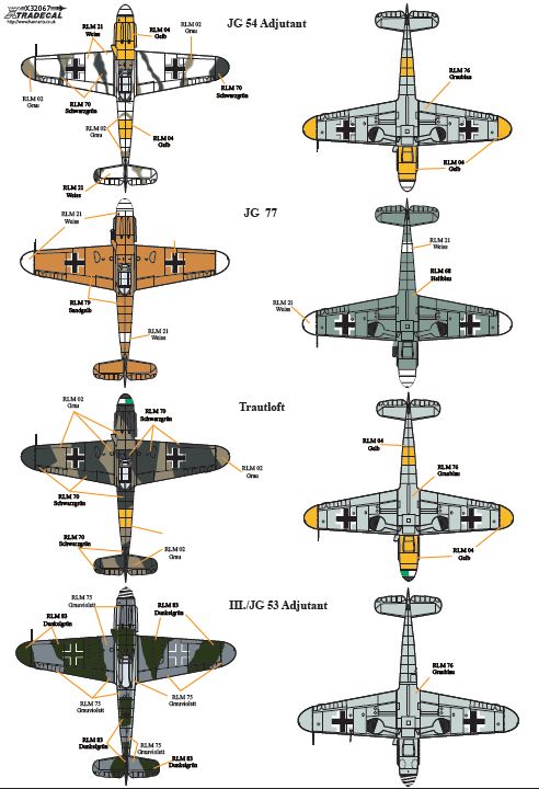 Xtradecal X32067 1:32 REPRINTED!! Messerschmitt Bf-109s with Stab markings Pt 2