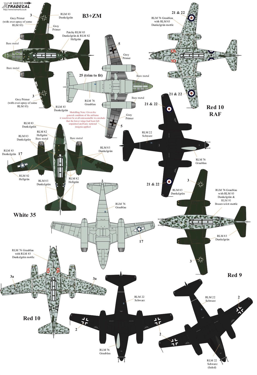 Xtradecal X32068 1:32 Messerschmitt Me-262B-1a