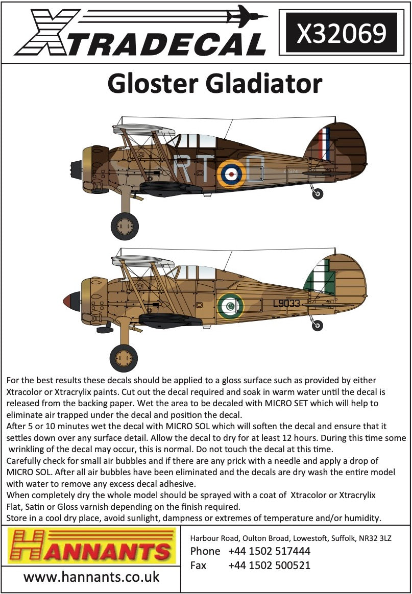 Xtradecal X32069 1:32 Gloster Gladiator