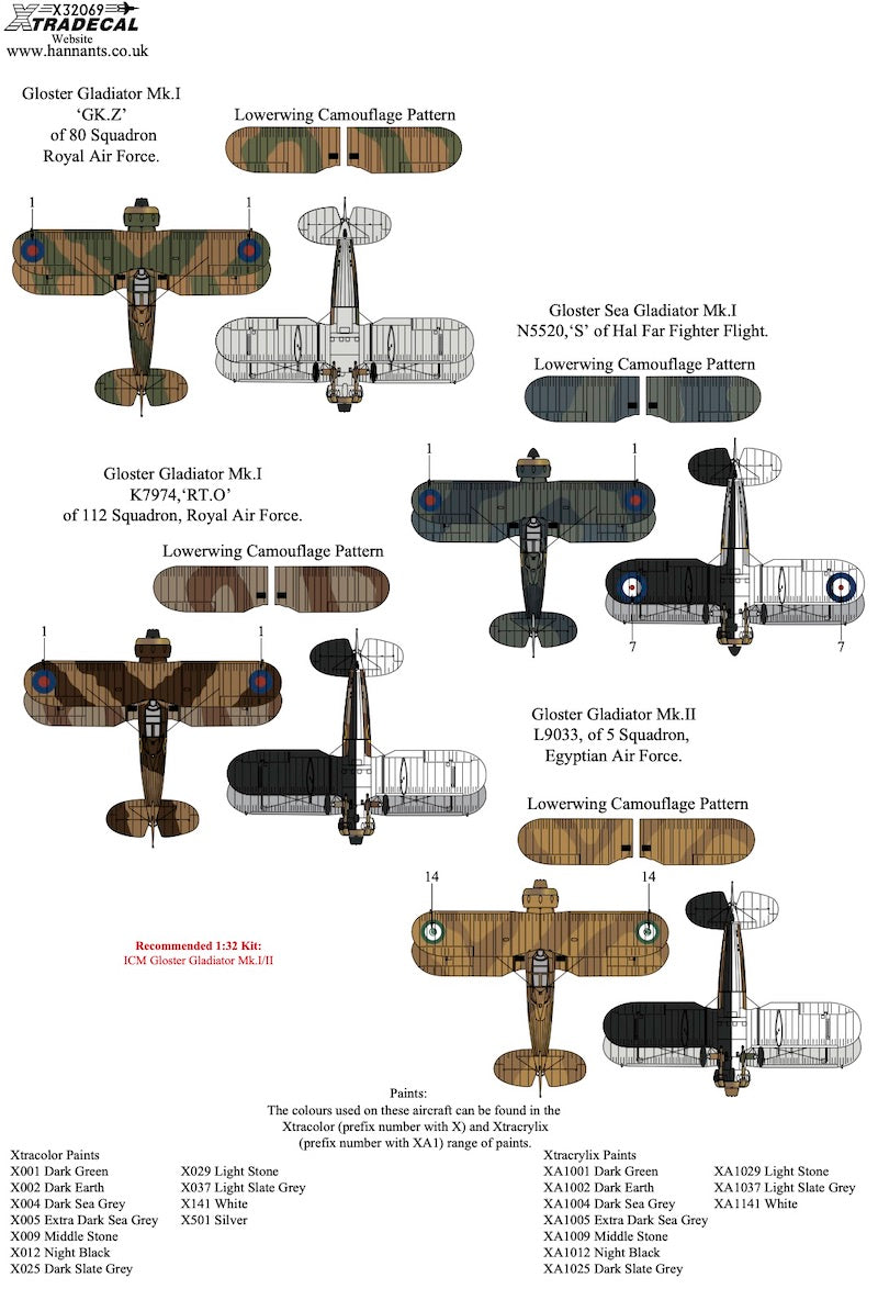 Xtradecal X32069 1:32 Gloster Gladiator
