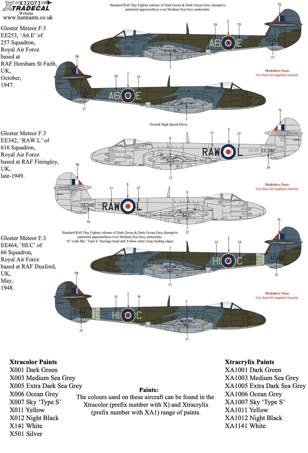 Xtradecal X32073 1:32 Gloster Meteor F.3 Collection