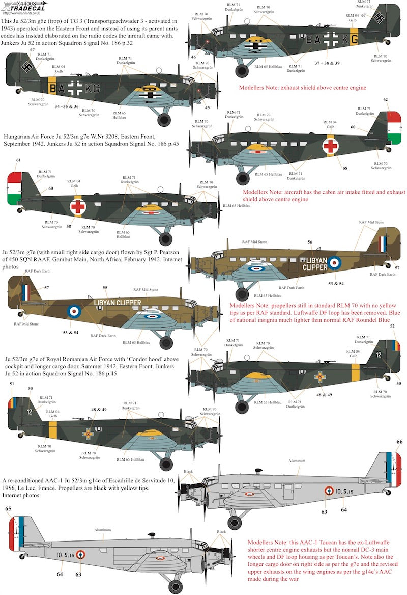 Xtradecal X44008 1:144 Junkers Ju-52/3m