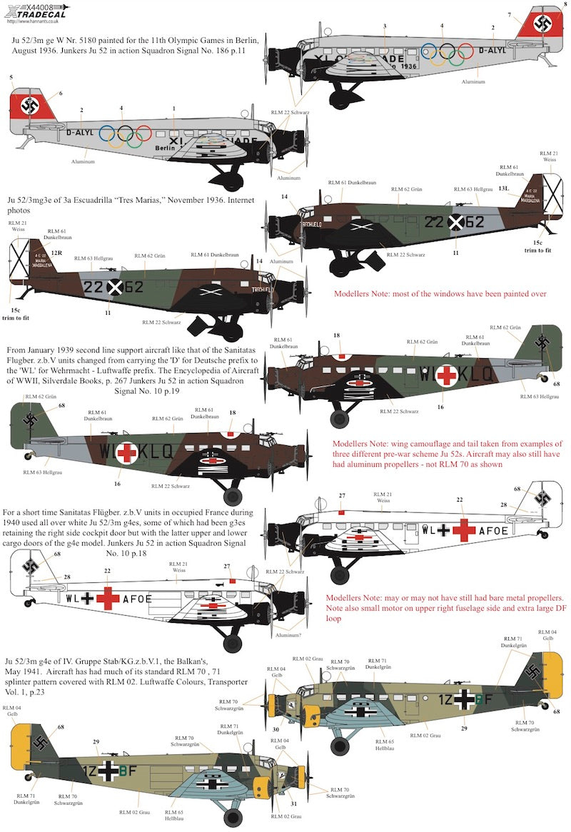 Xtradecal X44008 1:144 Junkers Ju-52/3m