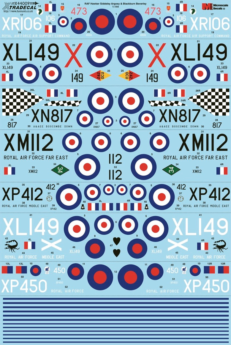 Xtradecal X44009 1:144 RAF Hawker-Siddeley Argosy & Blackburn Beverley.