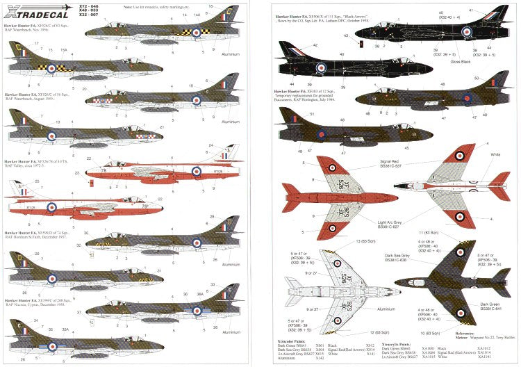 Xtradecal X48033 1:48 REPRINTED!! Hawker Hunter F.6