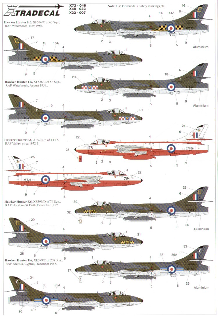 Xtradecal X48033 1:48 REPRINTED!! Hawker Hunter F.6
