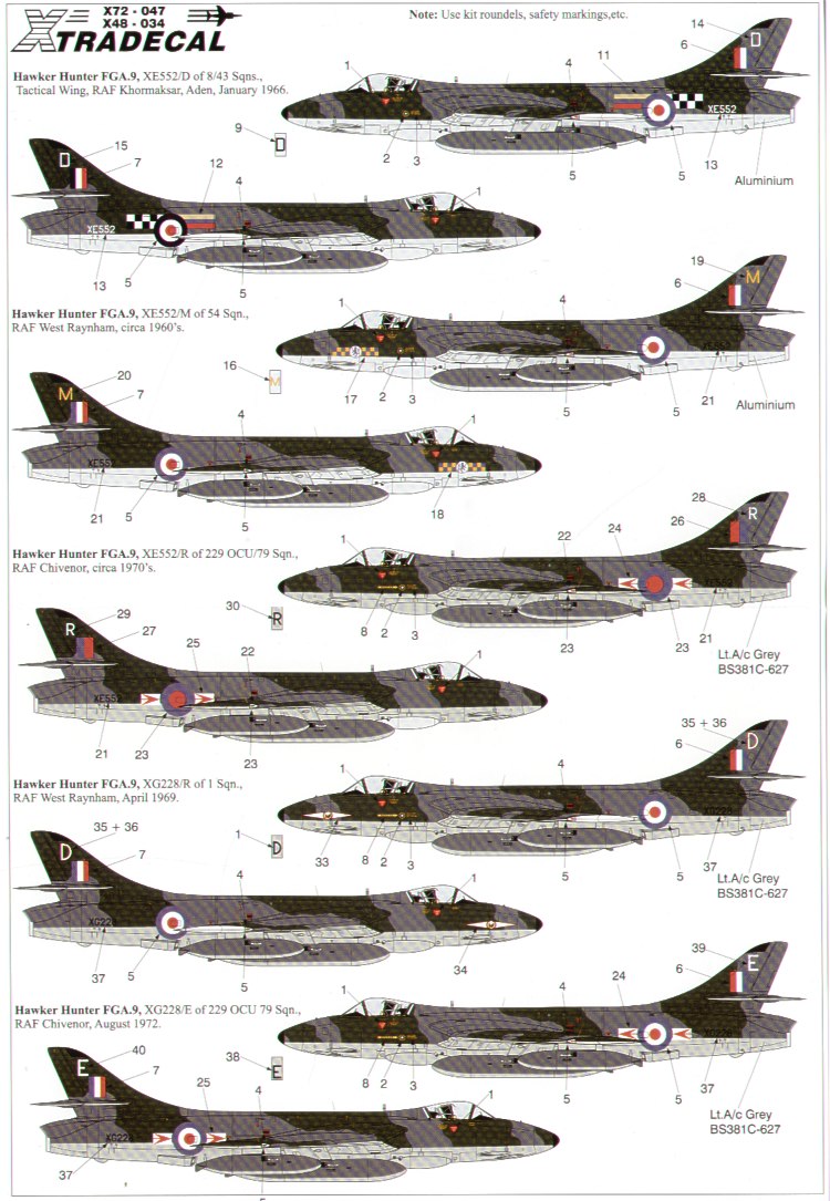 Xtradecal X48034 1:48 Hawker Hunter FGA.9/FR.10