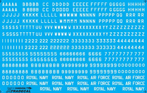 Xtradecal X48045 RAF White Letters, Numerals & Titles 1:48