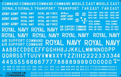 Xtradecal X48045 RAF White Letters, Numerals & Titles 1:48