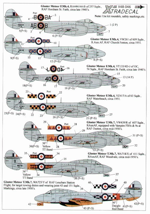 Xtradecal X48046 1:48 Gloster Meteor F.4 and Gloster Meteor T.7