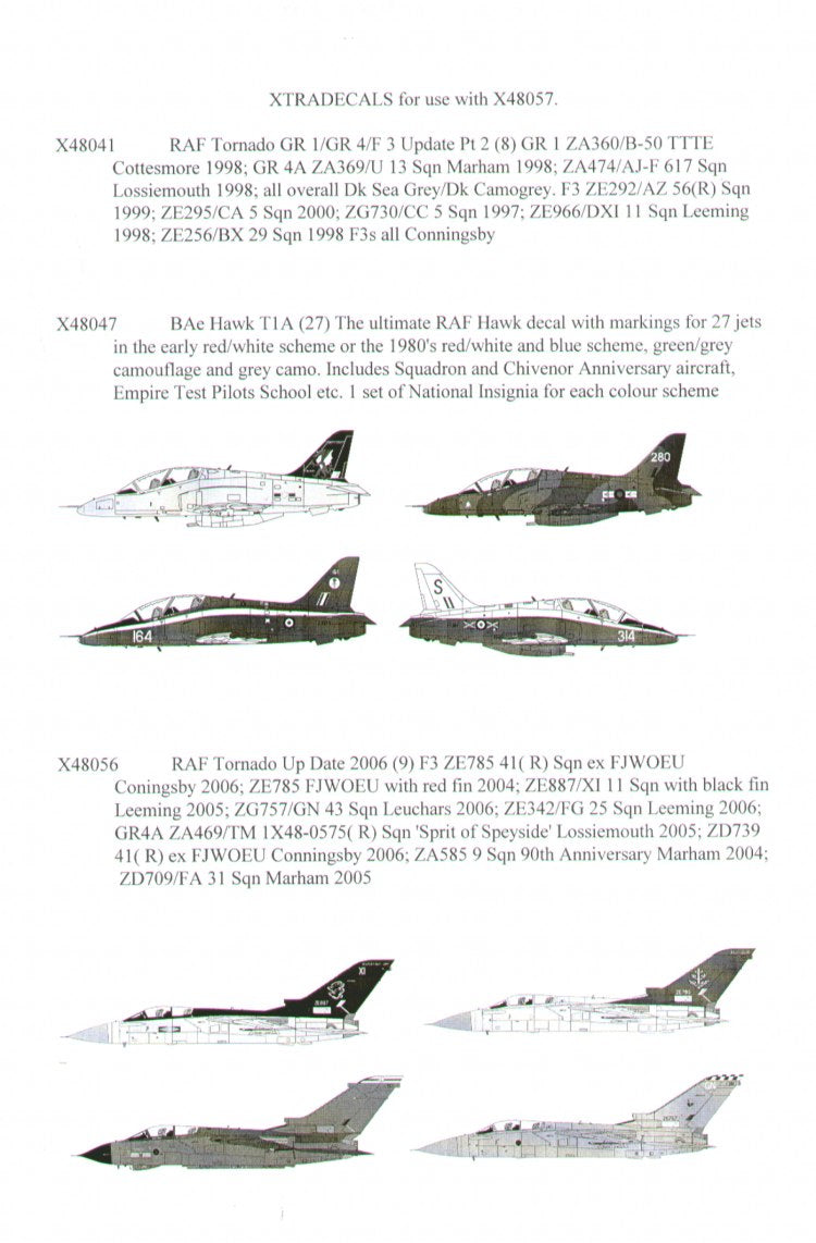 Xtradecal X48057 Harrier/Tornado/Hawk Stencil Data & Roundels 1:48
