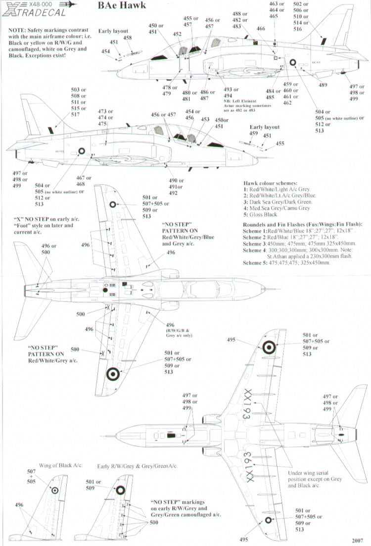 Xtradecal X48057 Harrier/Tornado/Hawk Stencil Data & Roundels 1:48