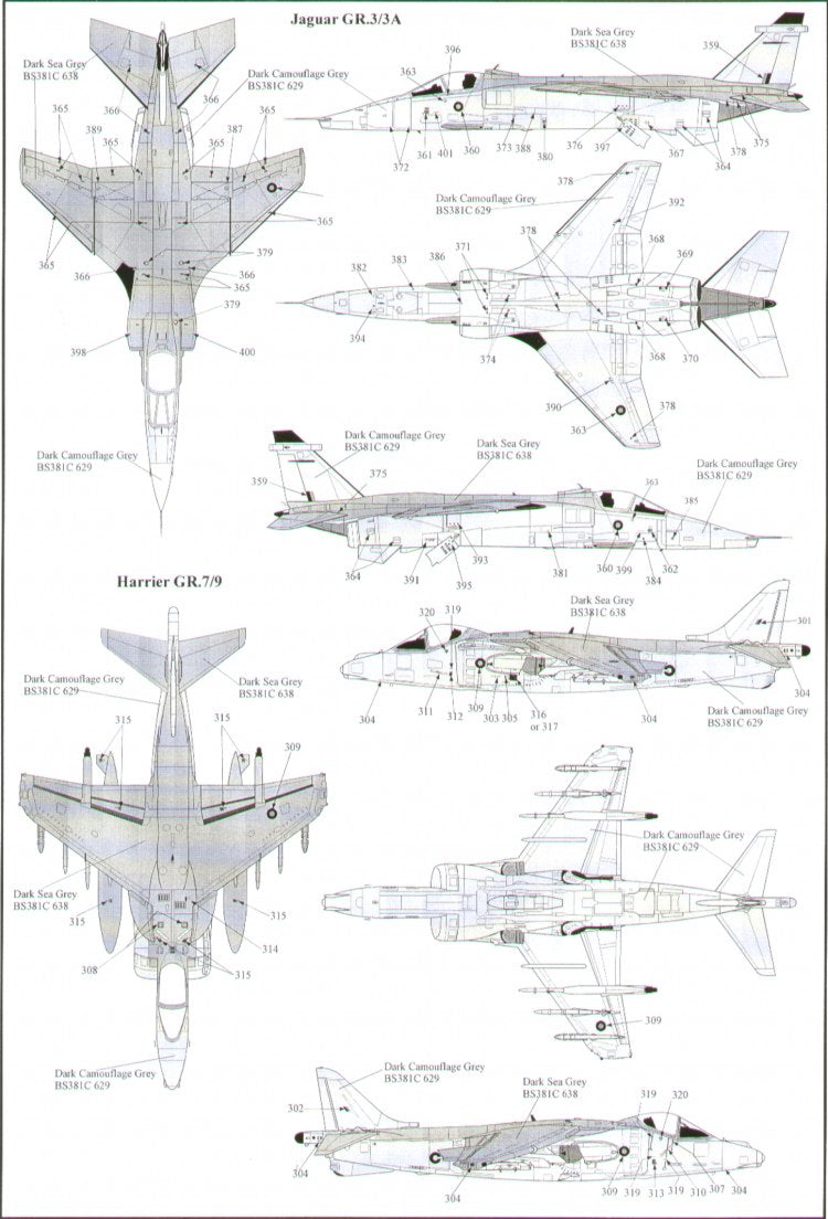 Xtradecal X48057 Harrier/Tornado/Hawk Stencil Data & Roundels 1:48