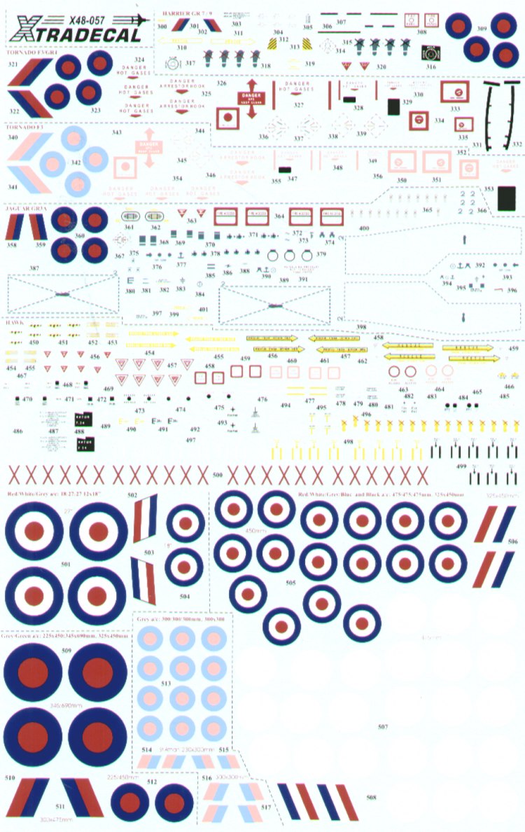 Xtradecal X48057 Harrier/Tornado/Hawk Stencil Data & Roundels 1:48
