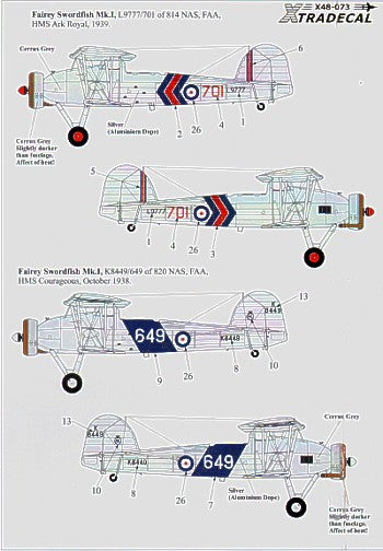 Xtradecal X48073 1:48 Fleet Air Arm Fairey Swordfish Mk.I 1938-39