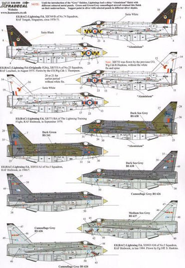 Xtradecal X48099 1:48 REPRINTED!! BAe/EE Lightning F.3A and F.6