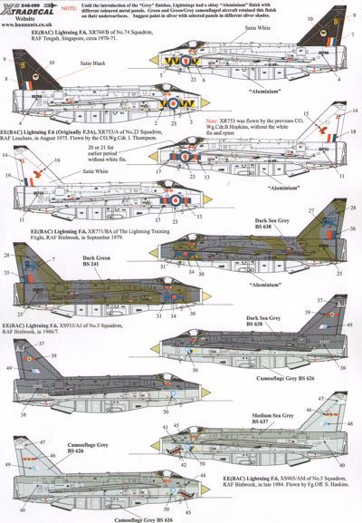 Xtradecal X48099 1:48 REPRINTED!! BAe/EE Lightning F.3A and F.6