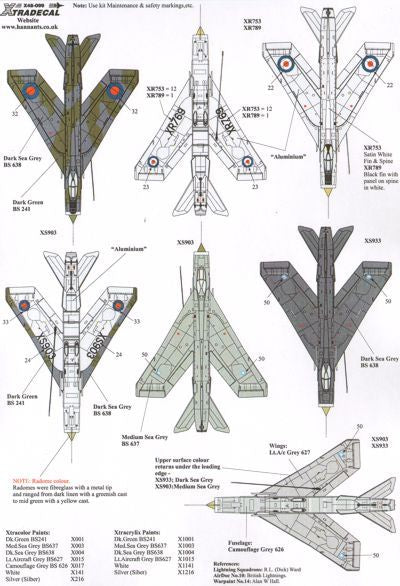 Xtradecal X48099 1:48 REPRINTED!! BAe/EE Lightning F.3A and F.6
