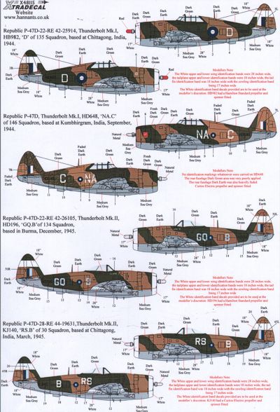Xtradecal X48115 Yanks with Roundels Pt 4 RAF/SEAC P-47D 1:48