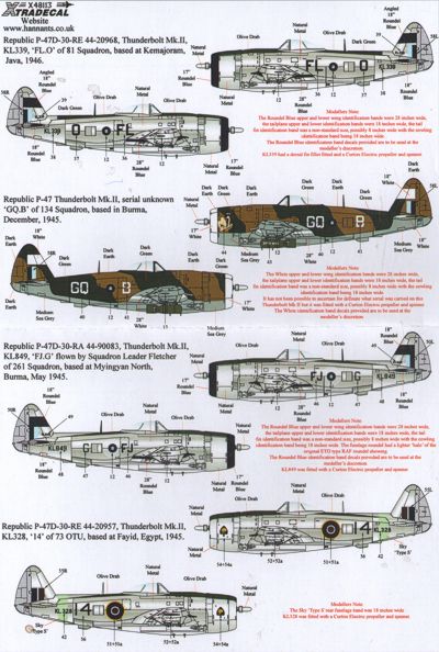 Xtradecal X48115 Yanks with Roundels Pt 4 RAF/SEAC P-47D 1:48