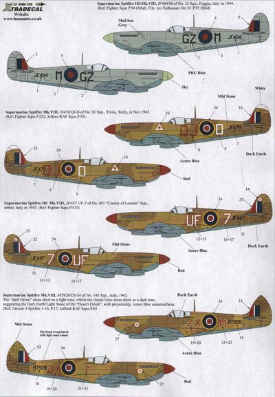 Xtradecal X48129 1:48 Supermarine Spitfire Mk.VIII