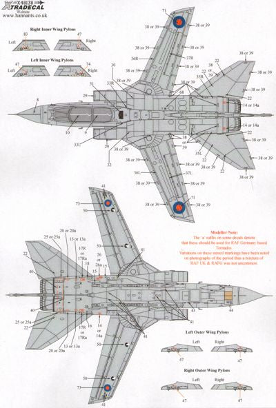 Xtradecal X48138 1:48 Panavia Tornado Gr.1 Stencil Data