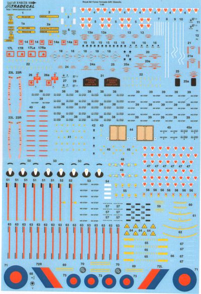 Xtradecal X48138 1:48 Panavia Tornado Gr.1 Stencil Data
