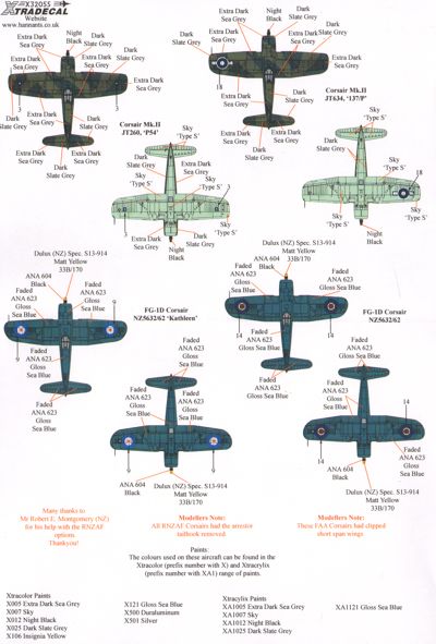 Xtradecal X48141 1:48 Vought F4U-1 Corsair II/Goodyear FG-1D
